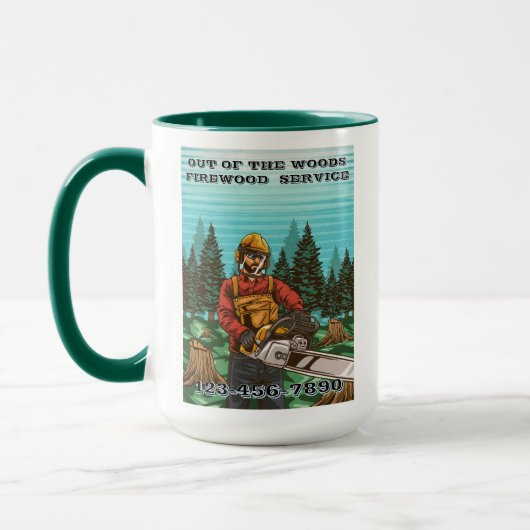 Mug Customize Firewood Service Business Promotional (Gauche)