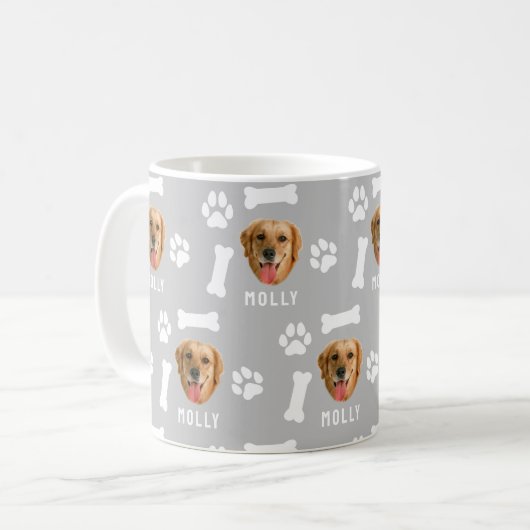 Mug Customized Dog Pet Photo & Name Gray (Devant gauche)