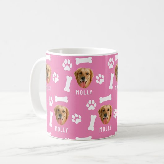 Mug Customized Dog Pet Photo & Name Pink (Devant gauche)
