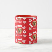 Mug Customized Dog Pet Photo & Name Pink Red Hearts (Centre)