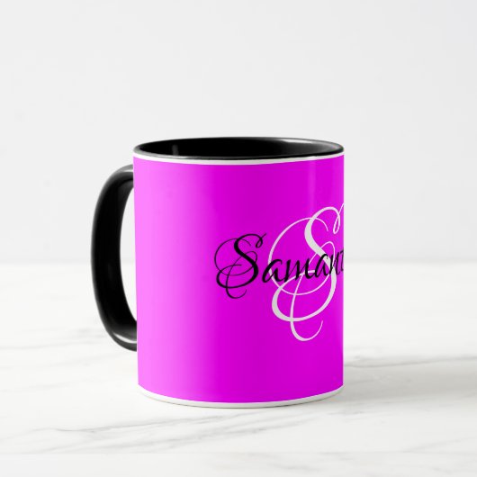 Mug Customized Magenta Color Monogram (Devant gauche)