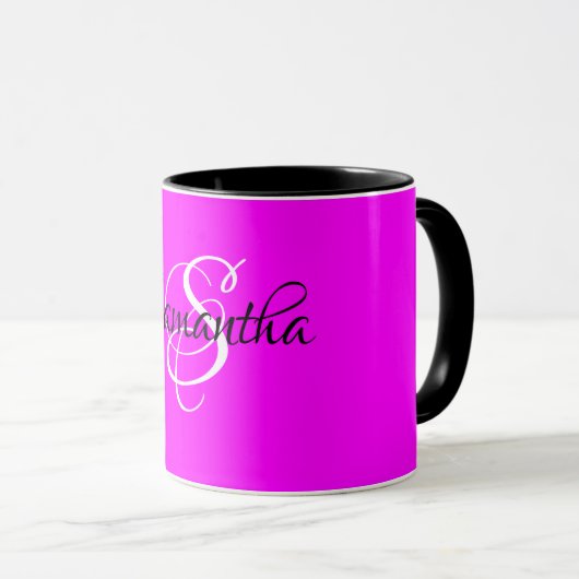 Mug Customized Magenta Color Monogram (Devant droit)
