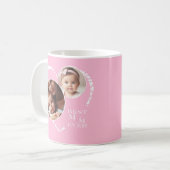 Mug Cute 3-Photo Rose & Coeur Blanc, "Meilleure Maman  (Devant gauche)