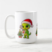Mug **Cute 3D Green Alien in Santa Hat with Hot Chocol (Gauche)