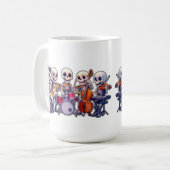 Mug Cute 3D Skeleton Music Band – Adorable Cartoon Con (Devant gauche)