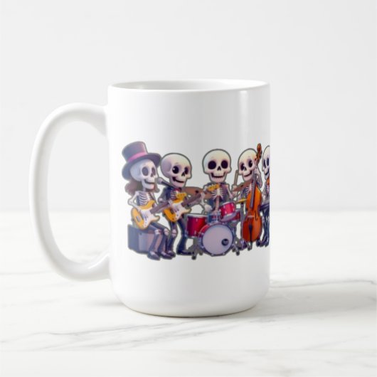 Mug Cute 3D Skeleton Music Band – Adorable Cartoon Con (Gauche)