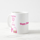 Mug Cute 50th Birthday Hot rose High Heels Nom Cadeau (Devant gauche)