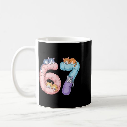 Mug Cute 67 Cat Meme Design  (Gauche)