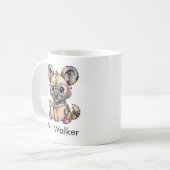 Mug Cute African Wild Dog Reading a Book Custom (Devant gauche)