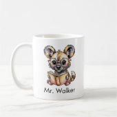 Mug Cute African Wild Dog Reading a Book Custom (Gauche)