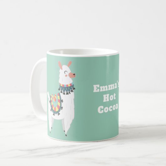 Mug Cute Alpaca Llama Mint Coca chaud vert (Devant gauche)