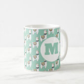 Mug Cute Alpaca Llama Mint Monogramme vert (Devant droit)