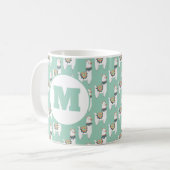 Mug Cute Alpaca Llama Mint Monogramme vert (Devant gauche)