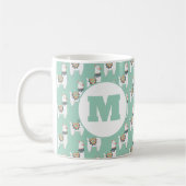 Mug Cute Alpaca Llama Mint Monogramme vert (Gauche)