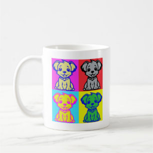 Mug Cute Amoureux des chiens Pop Art Four Chiots