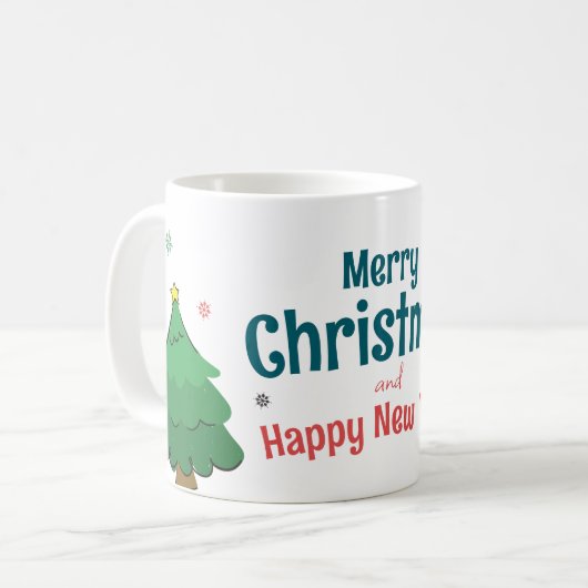 Mug Cute and Joy Draw Litte Tree Merry Christmas (Devant gauche)