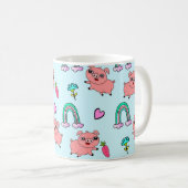 Mug Cute and Quirky Pigs and Rainbows Pattern (Devant droit)