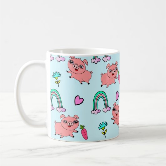 Mug Cute and Quirky Pigs and Rainbows Pattern (Gauche)