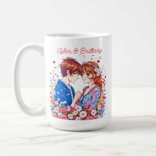 Mug Cute Anime Couple Cuddin Personnalisé (Gauche)
