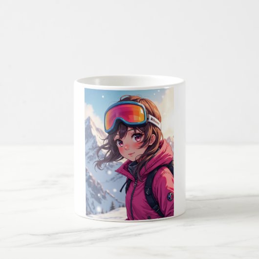 Mug Cute Anime Girl on Snowy Mountain | Cozy Winter (Centre)