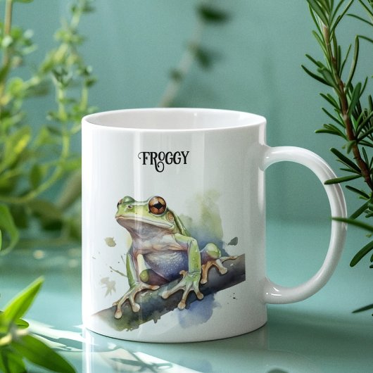Mug Cute Aquarelle Arbre Frog, personnalisé
