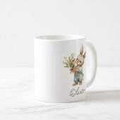 Mug Cute Aquarelle Bunny Boy Nom personnalisé (Devant droit)
