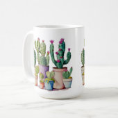 Mug Cute aquarelle cactus succulents dans les pots (Devant gauche)