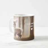Mug Cute Aquarelle Cerf Nom personnalisé Texte Beige (Devant gauche)