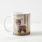 Mug Cute Aquarelle Cerf Nom personnalisé Texte Beige (Gauche)