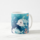 Mug Cute Aquarelle Coral Poisson Personnalisé (Devant droit)