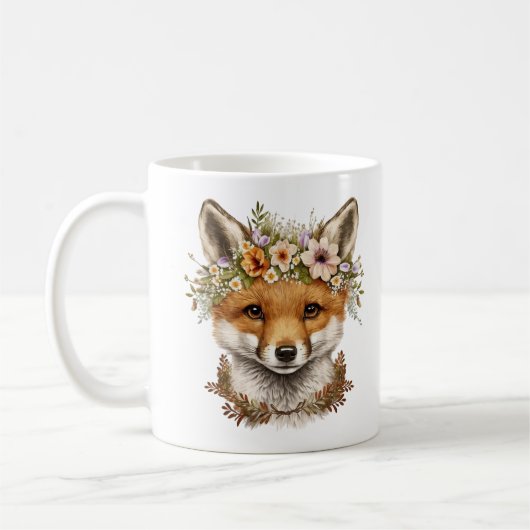 Mug Cute aquarelle Floral Baby Fox (Gauche)
