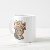 Mug Cute Aquarelle Floral Tigre (Devant gauche)