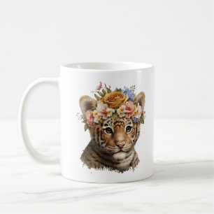 Mug Cute Aquarelle Floral Tigre