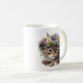 Mug Cute Aquarelle Florale Chat (Devant droit)