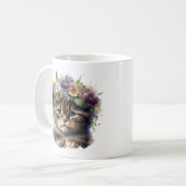 Mug Cute Aquarelle Florale Chat (Devant gauche)