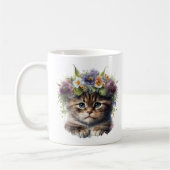 Mug Cute Aquarelle Florale Chat (Gauche)