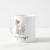 Mug Cute aquarelle Jack Russell Soyez forte calligraph (Devant gauche)