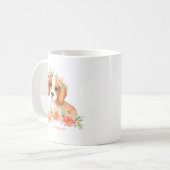 Mug Cute aquarelle King Charles Spaniel Pêche Florale (Devant gauche)