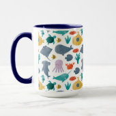 Mug Cute Aquarelle Océan Animaux Motif (Gauche)