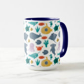 Mug Cute Aquarelle Océan Animaux Motif (Devant droit)