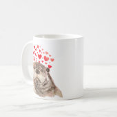 Mug Cute Aquarelle Otter Coeurs Aimer Humour animal (Devant gauche)
