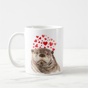 Mug Cute Aquarelle Otter Coeurs Aimer Humour animal