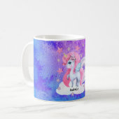 Mug Cute aquarelle Rainbow Unicorn Personnalisé (Devant gauche)
