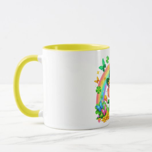 Mug Cute arc-en-ciel Leprechaun avec or (Gauche)