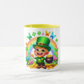 Mug Cute arc-en-ciel Leprechaun avec or (Centre)