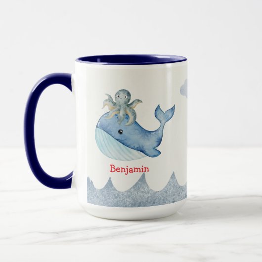Mug Cute arc-en-ciel poulpe Poisson de baleine Fête d' (Gauche)