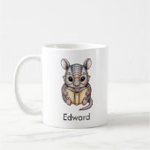 Mug Cute Armadillo Reading a Book Custom (Gauche)