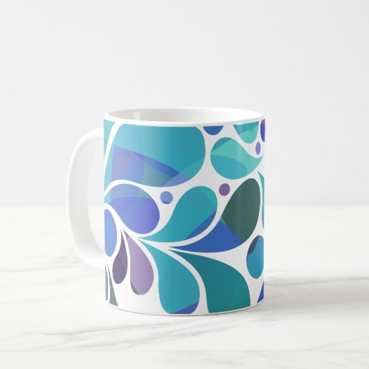 Mug Cute Artsy Aqua Blue, Motif d'aquarelle violet (Devant gauche)
