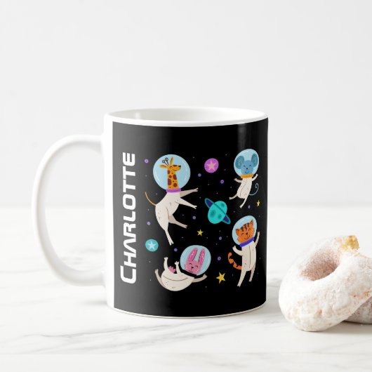 Mug Cute astronaute Animaux flottant dans l'espace (Avec donut)