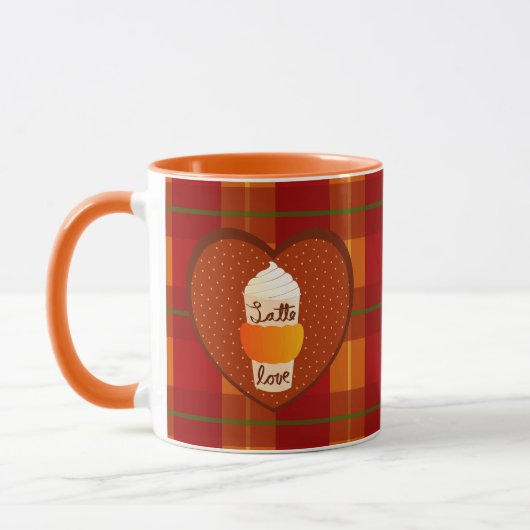 Mug Cute automne Plaid Orange Citrouille épice Latte L (Gauche)
